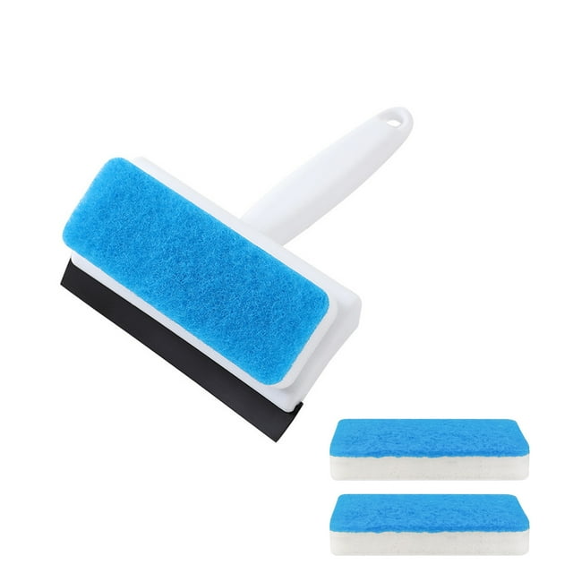 Window Squeegee,Glass Squeegee,2-in-1 Window Cleaner Sponge and Soft Rubber Strip,Window Wiper Sponge Brush Head Cleaning Tools