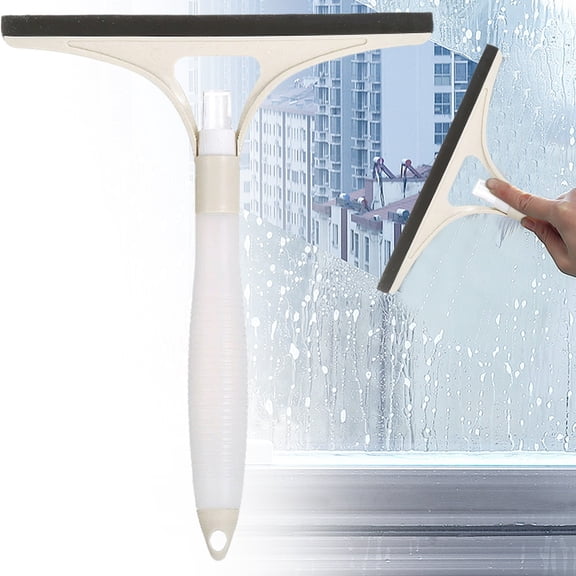 Window Squeegee With Spray Bottle Glass Scraper - 2-in-1 Household Cleaning Tool, Mirror Wiper - For Car Windshields, Home, Apartments, Bathroom Shower Door, Kitchen Counter, Tiles
