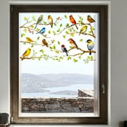 Window Static Clings Stickers Decal 11.8"x35.4" 2 Sheets with 15PCS Patterns Decorative Removable Window Sticker Cling Home Office Decor for Glass Window Mirror (Perching Birds)