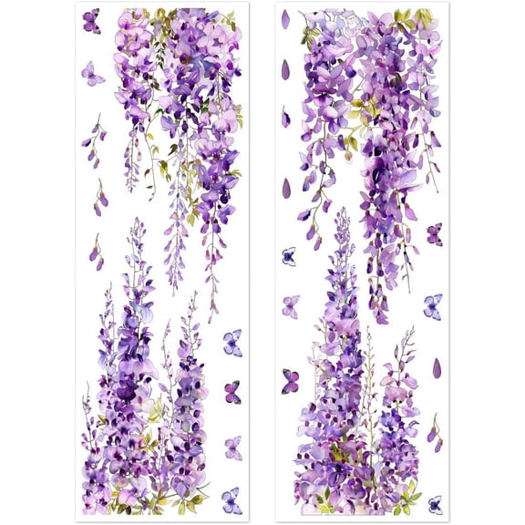 Window Static Clings Stickers Decal 11.8"x35.4" 2 Sheets with 25PCS Wisteria Patterns Decorative Removable Window Sticker Cling Home Office Decor for Glass Window Mirror DIY