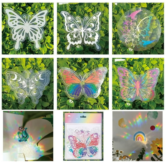 Window Sticker Indoor Rainbow Prism Window Film, Anti Collision Window Decals for Bird Strikes, Window Rainbow for Home Decor Rawiri