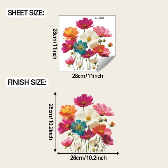 Window Sticker Window Sticker Electrostatic Cling with Relief Floral Design, Decorative Film for Glass and Tile, Peel and Stick Application, Removable without Residue for Home Decor