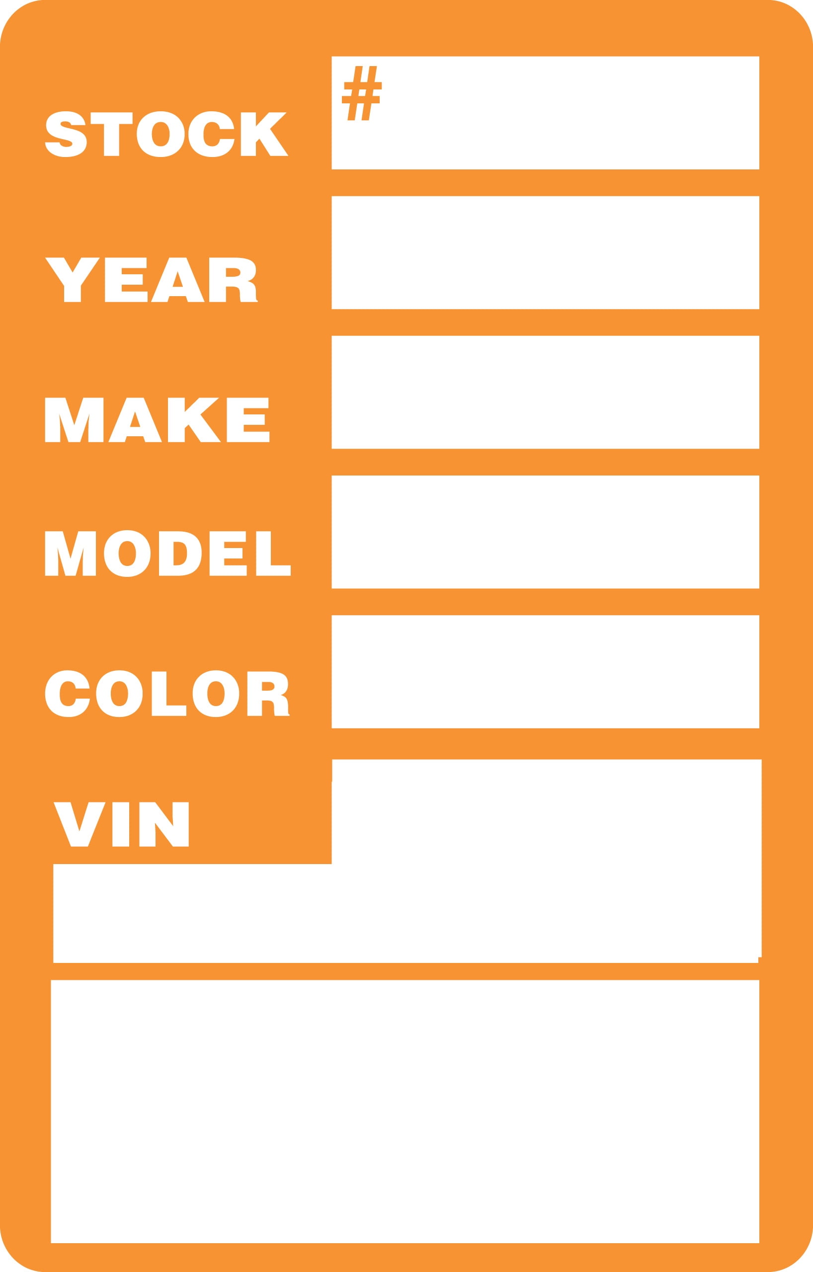 Window Stock Sticker - Orange - 2 1/4ʺW x 3 3/8ʺH - Pack of 100