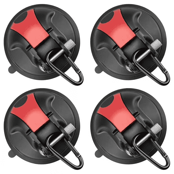 Window Suction Cups – 4 Pack Strong Suction Cup Hooks for Car, RV & Camping, 4-inch Diameter, Easy-Release Lever, Up to 35kg on Smooth Surfaces