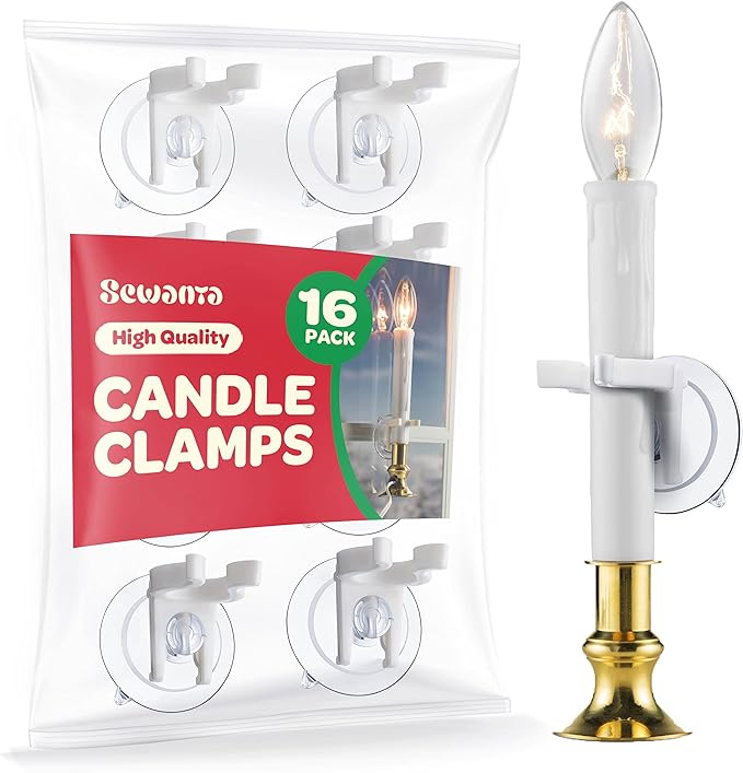 Window Suction Cups for Candles [Set of 16] Window Candle Holder Clamps