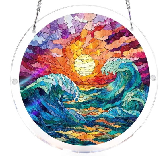 Window Sun Catcher, 2D Acrylic Colorful Spring Birds Stained Glass Puzzle, 83 Pieces Hanging Window Ornament