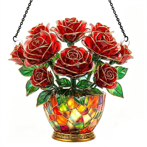 Window Sun Catcher, Acrylic Suncatchers with Chain, 8 Inch/20CM Hand-Painted Sun Catchers for Windows,DIY Window Sun Catcher Decor for Home, Garden,Vintage Suncatchers for Gift
