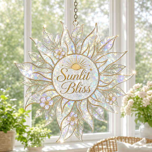 Window Suncatcher Acrylic Sunlit Bliss Hanging for Sunroom Decor Gift