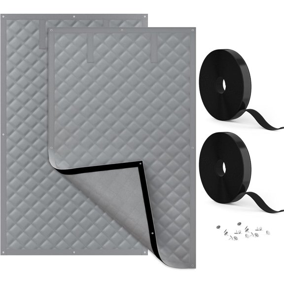 Window Thermal Insulation Cover Grey-2 2 Pack-26IN X 38IN Winter Heat Retention