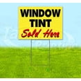 thumbnail image 1 of Window Tint Sold Here Yellow Cursive (18" x 24") Yard Sign, Includes Metal Step Stake, 1 of 6