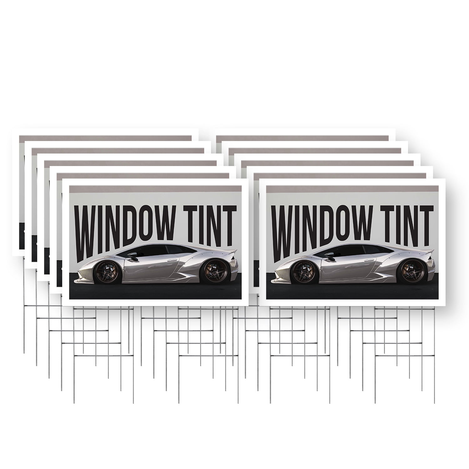 Window Tint Yard Sign 10 Pack of 24 Inch x 36 Inch Double Sided ...