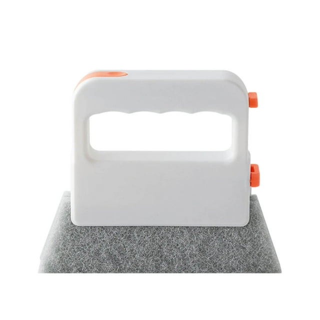 Window Track Cleaner Brush with Washable Scouring Pad - Multi-Surface Cleaning Tool for Hollow Rails, Sliding Doors, Sinks & Vents - 11.2in Durable PP Handle & Replaceable Head - Effortless Dust Remo