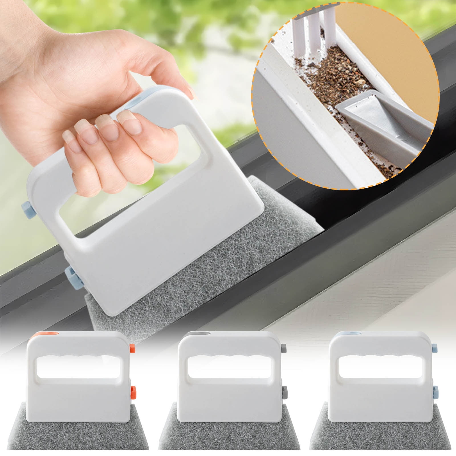 Window Track Cleaner, Handheld Cleaning Brush with Scouring Pad for ...