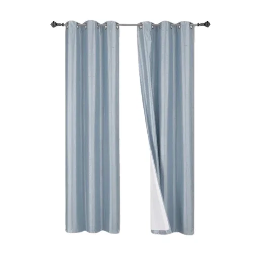 Gorgeous Home Faux Silk 100% Blackout Curtains, Slate Dust , 35" x 95", 2 Pack