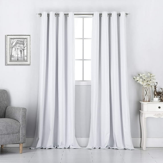 Rooney Luxury White Thermal Insulated Grommet Blackout Curtains, 52” x 84” (2 Panels)
