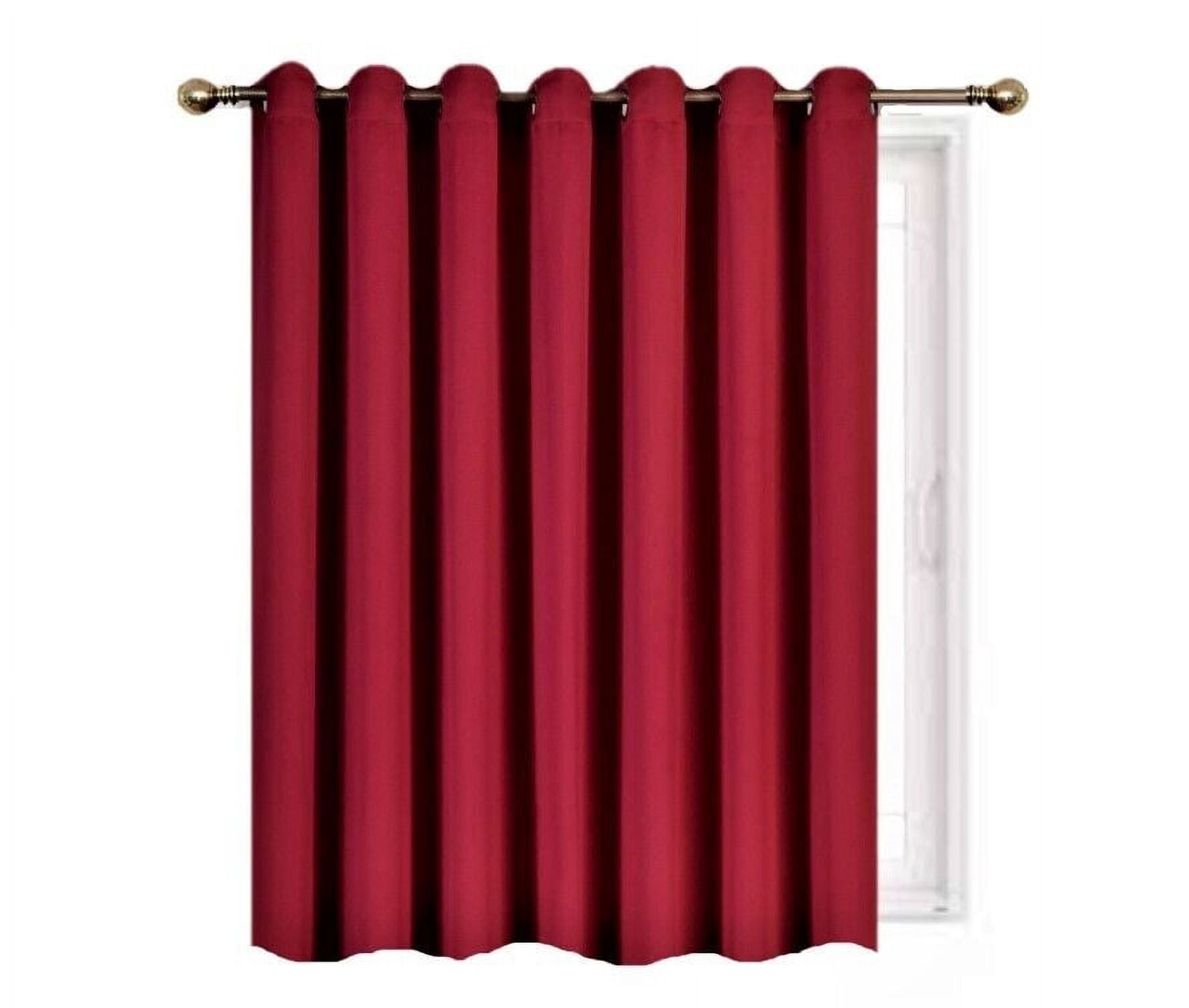 Gorgeous Home Linen Window Thermal Large Curtain for Sliding Door Blackout Panel for Patio & Hall Room Silver Grommets Burgundy 1pc 100"x 84" Each
