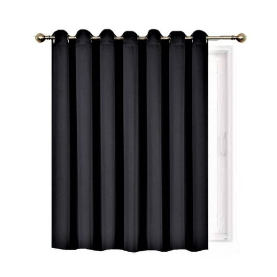 Window Treatment K100 Panel Thermal Insulated Top Grommet Blackout Curtains/Drapes for Bedroom, Living Room, Divider Room, Sliding Door Patio Extra Wide (1 Panel 100" wide X 84" long BLACK color )