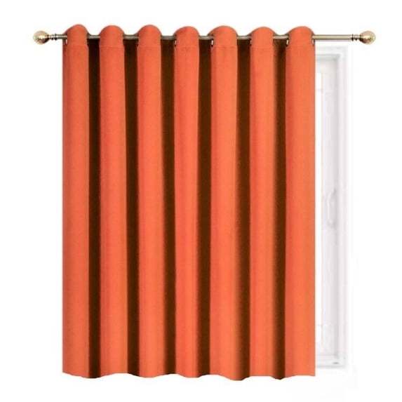 Gorgeous Home Linen Window Thermal Large Curtain for Sliding Door Blackout Panel for Patio & Hall Room Silver Grommets Orange 1pc 100"x 84" Each