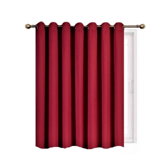 Gorgeous Home Linen Window Thermal Large Curtain for Sliding Door Blackout Panel for Patio & Hall Room Silver Grommets Burgundy 1pc 100"x 84" Each