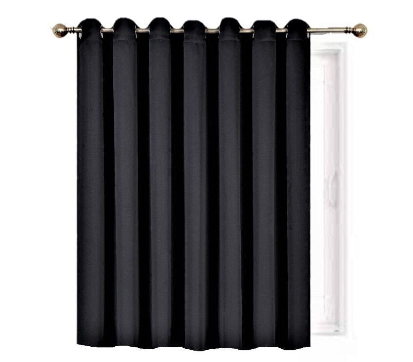 Gorgeous Home Linen Window Thermal Large Curtain for Sliding Door Blackout Panel for Patio & Hall Room Silver Grommets Black 1pc 100"x 84" Each