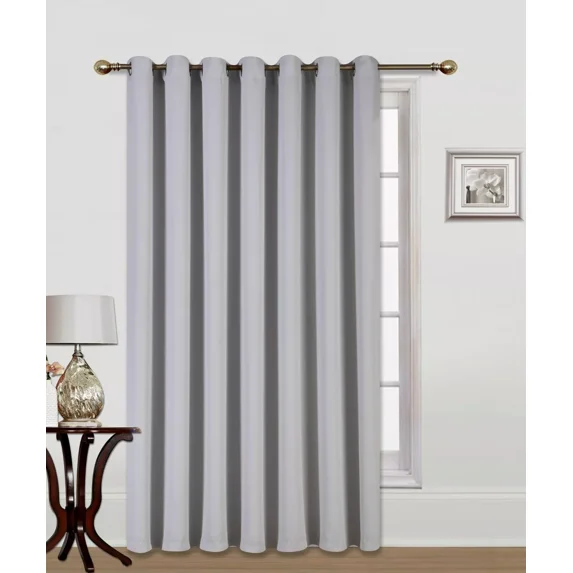 Window Treatment K100 Panel Thermal Insulated Top Grommet Blackout Curtains/Drapes for Bedroom, Living Room, Divider Room, Sliding Door Patio Extra Wide (1 Panel 100" wide X 84" long SILVER color )