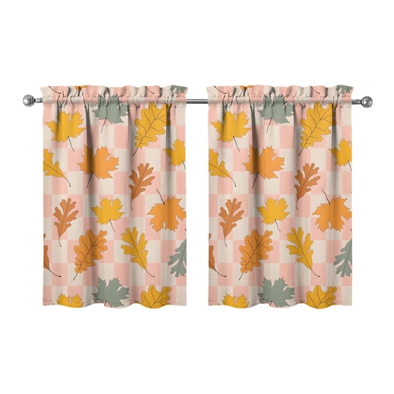 Window Treatment Panels Festival Pumpkin Patch Thanksgiving Feast Family,27.5x36in kitchen curtains fall holiday curtain