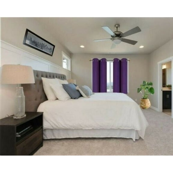 2 Pieces purple window curtain thermal panels blackout with grommets silky soft texture unlined heavy thick for any room décor K54