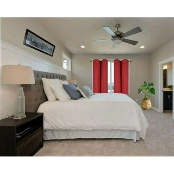 Window Treatment Short Panels Thermal Insulated Solid Grommet Blackout Curtains Drapes for Bedroom, Kitchen, Set of 2 Panels , 28 by 54 inch, Red k54