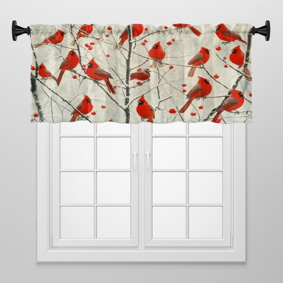 Window Treatment Tiers Solid Short Curtain for Small Window Bedroom 52 x 18 Inches, Delightful Azure - Striped Flamingo Window Treatments Valance for Living Room, 1 Panel