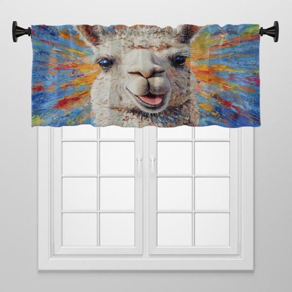 Window Treatment Tiers Solid Short Curtain for Small Window Bedroom 52 x 18 Inches, Gorgeous Color - Burst Llama Window Treatments Valance for Living Room, 1 Panel