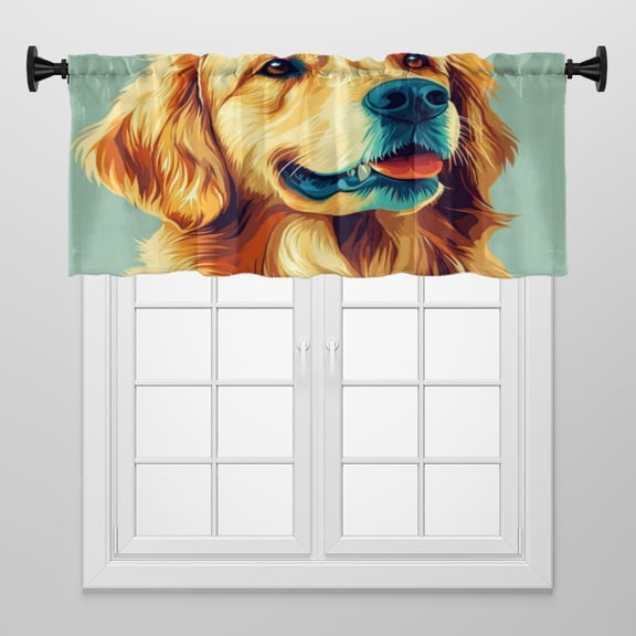 Window Treatment Tiers Solid Short Curtain for Small Window Bedroom 52 x 18 Inches, Little Bird Sits On Red Roses Branches Window Treatments Valance for Living Room, 1 Panel