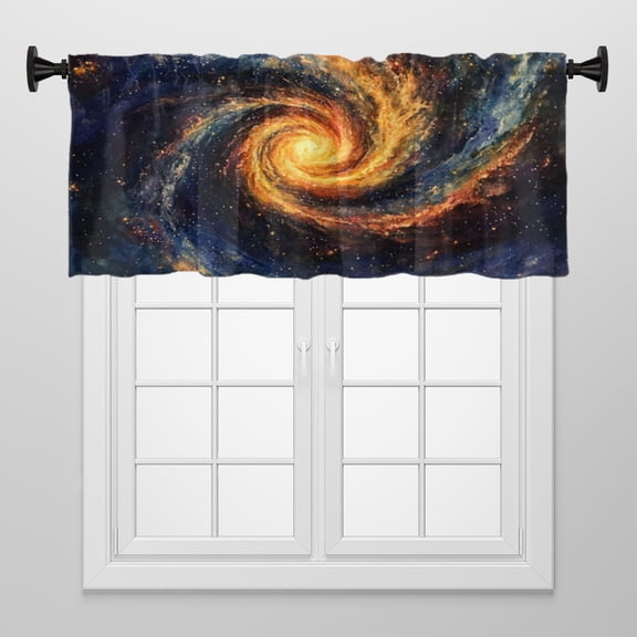 Window Treatment Tiers Solid Short Curtain for Small Window Bedroom 52 x 18 Inches, Sunflower In The Style Of Van Gogh'S Starry Night Window Treatments Valance for Living Room, 1 Panel