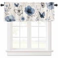 thumbnail image 1 of Window Treatment Valance Curtain, Blue Tulip Flower Butterfly Plant Shade Short Curtain for Kitchen Bathroom Living Room Bedroom Privacy Rod Pocket Drapes 54" W x 18" L 1 Panel, 1 of 8