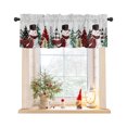 Window Treatment Valance Curtain, Christmas Xmas Tree Snowman Snowflake