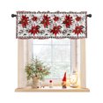 Window Treatment Valance Curtain, Poinsettia Flower Red Berries Leaf