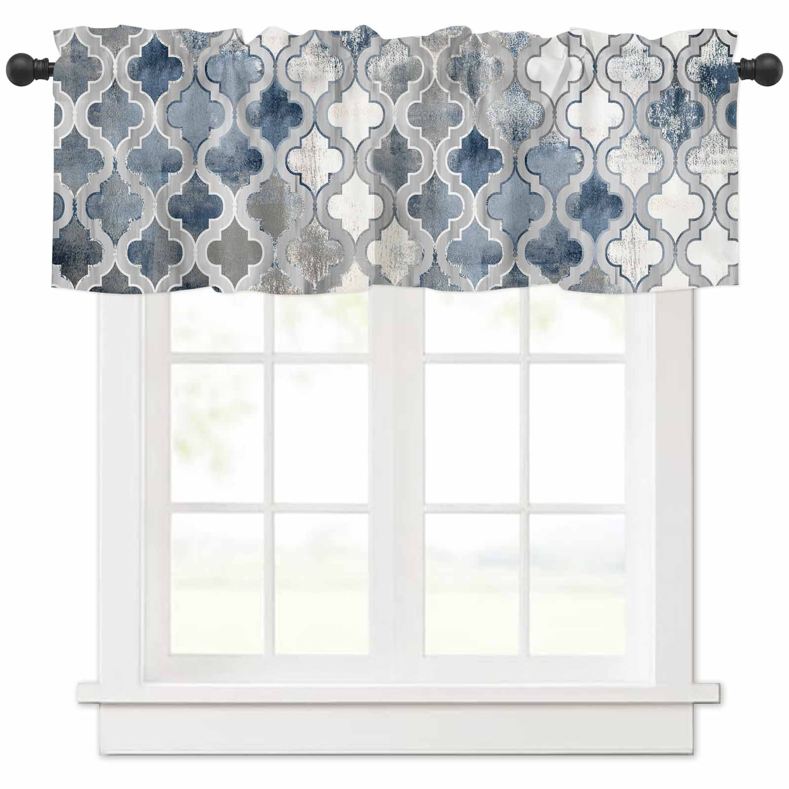 Window Treatment Valance Curtain， Retro Abstract Paint Modern Morocco ...