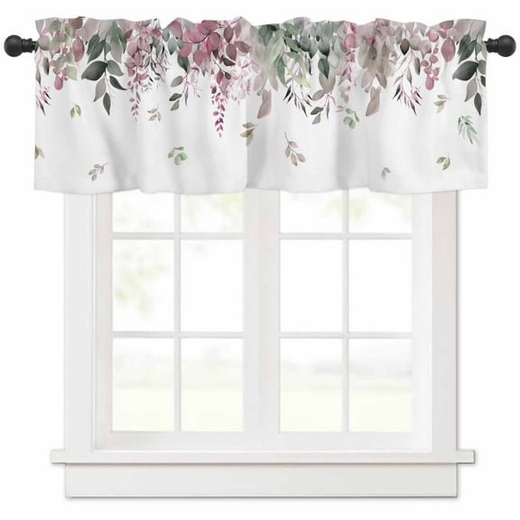 Window Treatment Valance Curtain, Spring Leaves Shade Short Curtain for Kitchen Bathroom Living Room Bedroom Privacy Rod Pocket Drapes 54" W x 18" L 1 Panel