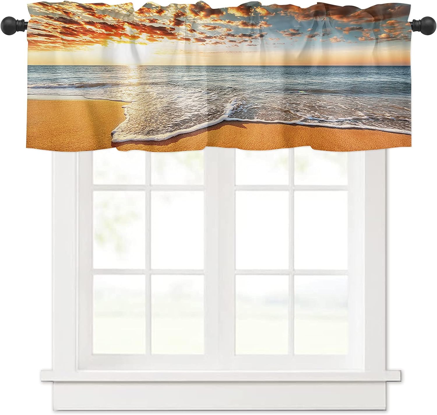 Window Treatments Curtains Valance for Living Room Beach Theme Ocean