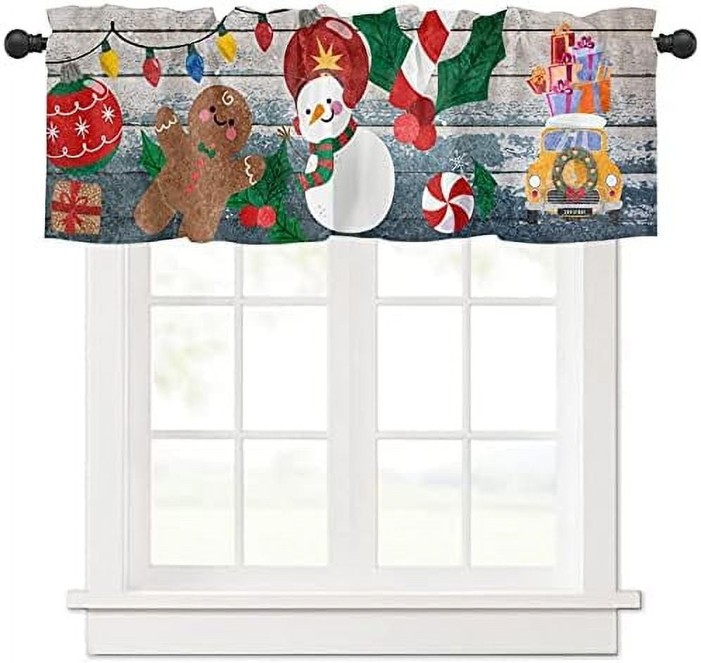 Window Treatments Curtains Valance for Living Room Christmas Wreath ...