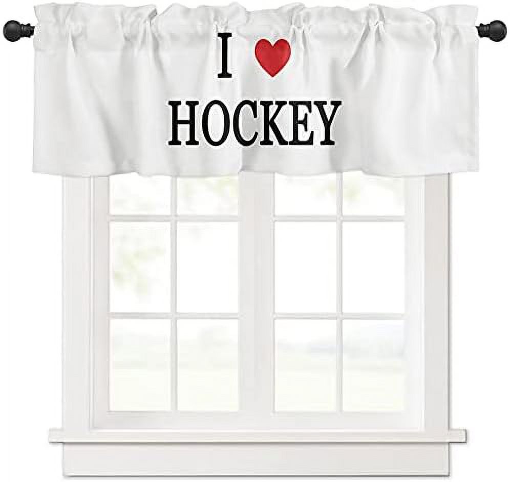 Window Treatments Curtains Valance for Living Room Red Hockey Kitchen
