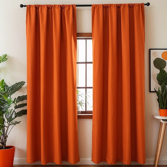 Window Treatments,Noise Reduction Panels,Textile Blackout Curtains for Bedroom,Solid Thermal Insulated with Grommet Noise Reduction Window Drapes(Orange 2pcs L 103*54in)from ANMUYUM