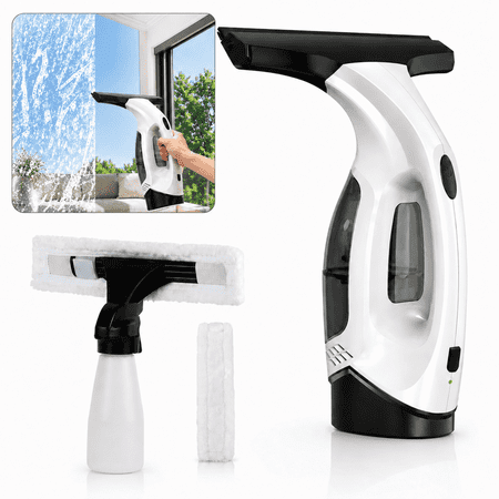 Window Vacuum Squeegee Cordless, 2000Pa Electric Window Cleaner Tool with 2200mAh & 150ml Water Collection Tank, Window Cleaning Kit Shower Squeegee for Glass Doors, Windows, Mirrors, Car (White)