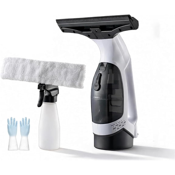 Window Vacuum Squeegee Cordless, 2000Pa Electric Window Cleaner Tool with 2200mAh & 300ml Water Collection Tank, Glass, Shower Doors, Mirror, Window Cleaning Kit