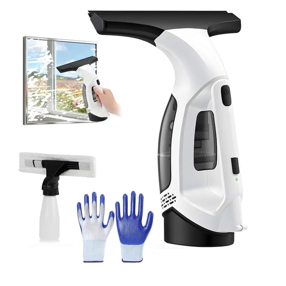 Window Vacuum Squeegee Cordless, Electric Window Cleaner Squeegee with 2000Pa Suction, Rechargeable Window Vacuum Cleaner Tool with 150ml Water Tank for Shower, Car Windows