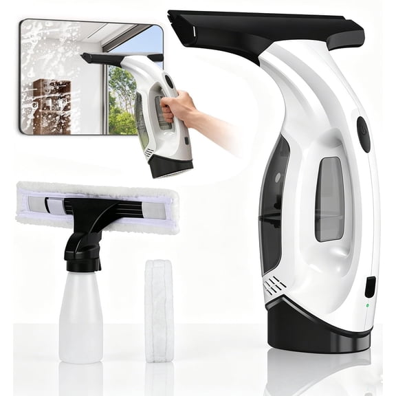 Window Vacuum Squeegee Cordless,Electric Window Cleaner Tool with Water Collection Tank with 2200mAh & 150ml Water Collection Tank, Window Cleaning Kit Shower Squeegee for Glass Doors, Windows