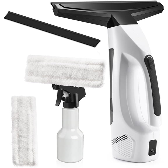 Window Vacuum Squeegee Cordless, Handheld Window Vac with Multi-Purpose Spray Bottle & Microfiber Cloth, Electric Cleaning Tool for Windows, Mirror, Countertop