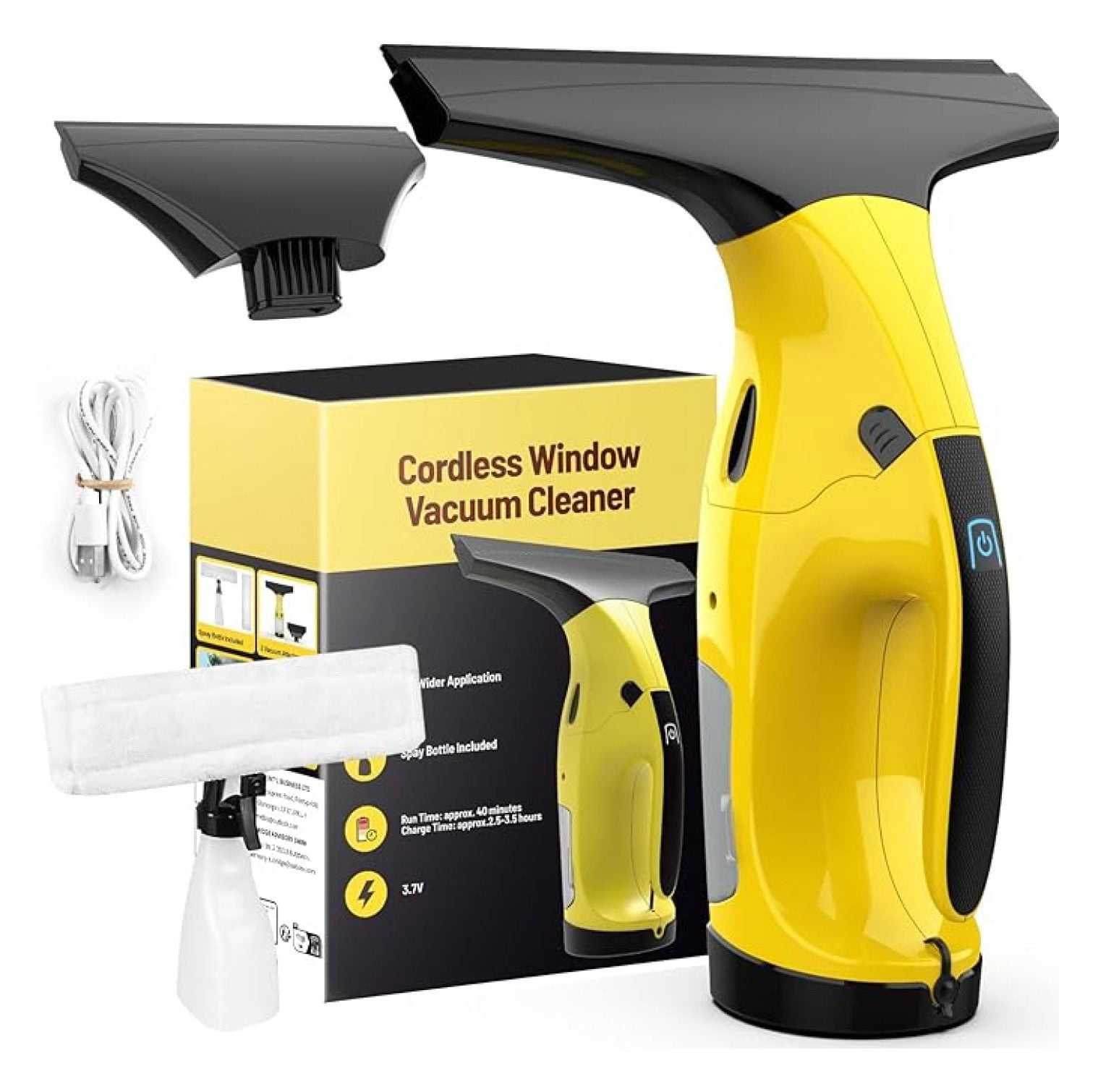 Window Vacuum Squeegee Cordless, Rechargeable Window Cleaner with 2 ...