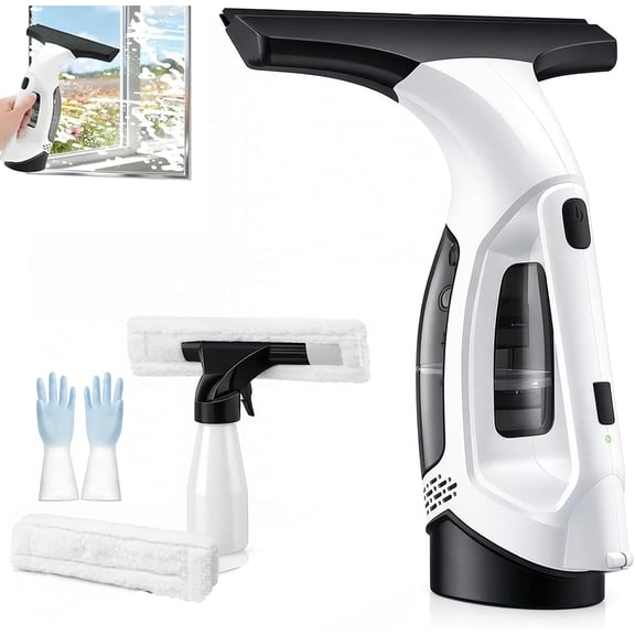Window Vacuum Squeegee Cordless with 31-40" Extendable Pole, Electric Cleaner Tool for Shower Glass, Mirror & Car Windows (No Pole)