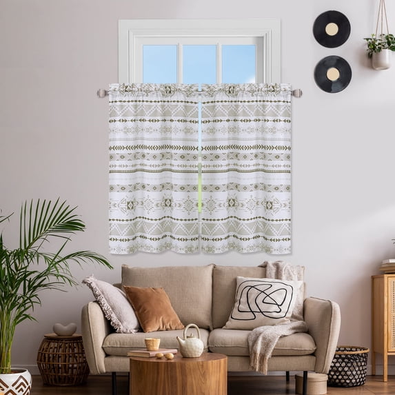 Window Valance 1 Panel Boho Valance Curtains for Kitchen Windows Rod Pocket Kitchen Valance for Home Decor, Navy, 52 x 15 Inch