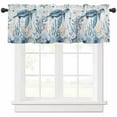 Window Valance Curtain for Kitchen, Retro Summer Ocean Sea Turtle Coral